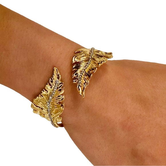Alexis Bittar Jewelry - ✂️ALEXIS BITTAR Crystal Gold Leaf Cuff Bracelet